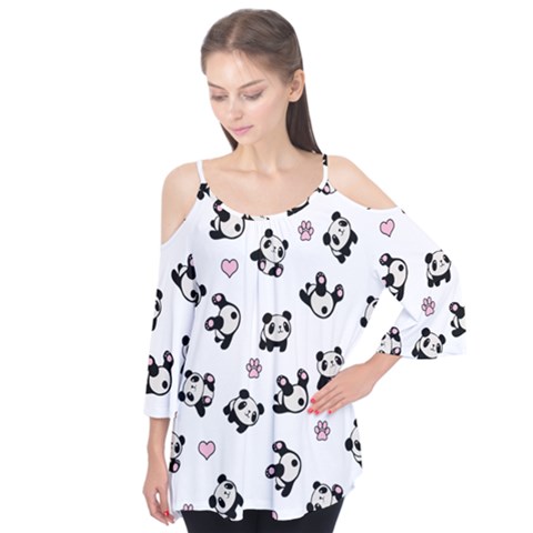 Panda Pattern Flutter Tees by Valentinaart