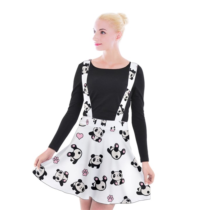 Panda pattern Suspender Skater Skirt