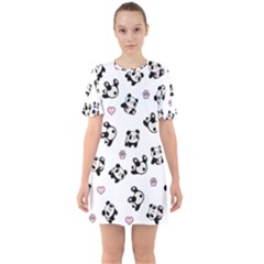 Panda Pattern Sixties Short Sleeve Mini Dress