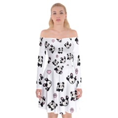 Panda Pattern Off Shoulder Skater Dress by Valentinaart