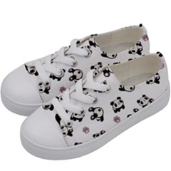 Panda Pattern Kids  Low Top Canvas Sneakers by Valentinaart