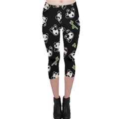 Panda Pattern Capri Leggings  by Valentinaart