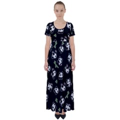 Panda Pattern High Waist Short Sleeve Maxi Dress