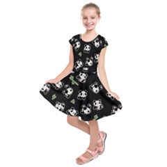 Panda Pattern Kids  Short Sleeve Dress by Valentinaart