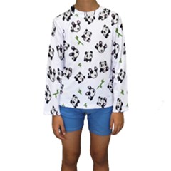 Panda Pattern Kids  Long Sleeve Swimwear by Valentinaart