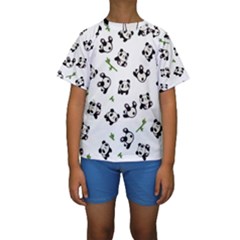 Panda Pattern Kids  Short Sleeve Swimwear by Valentinaart