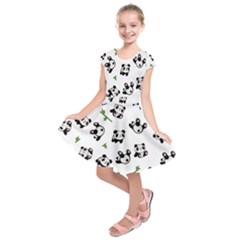 Panda Pattern Kids  Short Sleeve Dress by Valentinaart