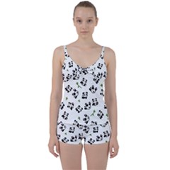 Panda Pattern Tie Front Two Piece Tankini by Valentinaart