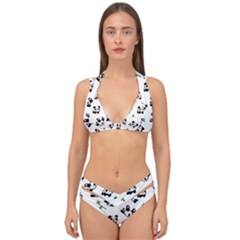 Panda Pattern Double Strap Halter Bikini Set