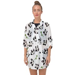 Panda Pattern Half Sleeve Chiffon Kimono