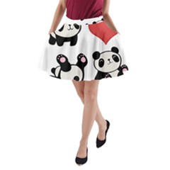 Panda A-line Pocket Skirt by Valentinaart