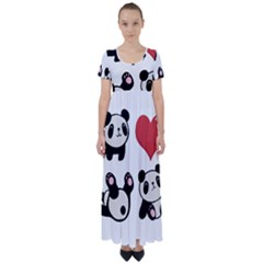 Panda High Waist Short Sleeve Maxi Dress