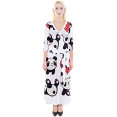 Panda Quarter Sleeve Wrap Maxi Dress by Valentinaart