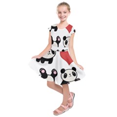 Panda Kids  Short Sleeve Dress by Valentinaart