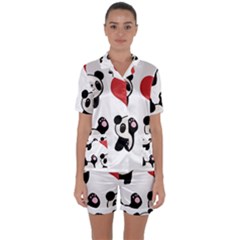 Panda Satin Short Sleeve Pyjamas Set by Valentinaart