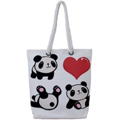 Panda Full Print Rope Handle Tote (small) by Valentinaart