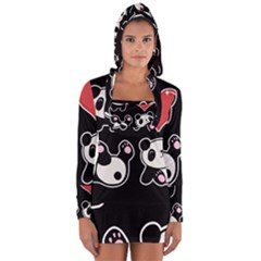 Panda Long Sleeve Hooded T-shirt by Valentinaart