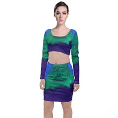 Smiling Mountain Long Sleeve Crop Top & Bodycon Skirt Set