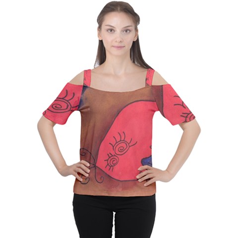 Red Worm Cutout Shoulder Tee by snowwhitegirl