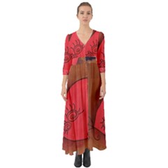 Red Worm Button Up Boho Maxi Dress