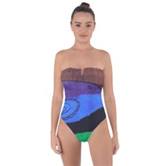 Purple Whale Tie Back One Piece Swimsuit by snowwhitegirl