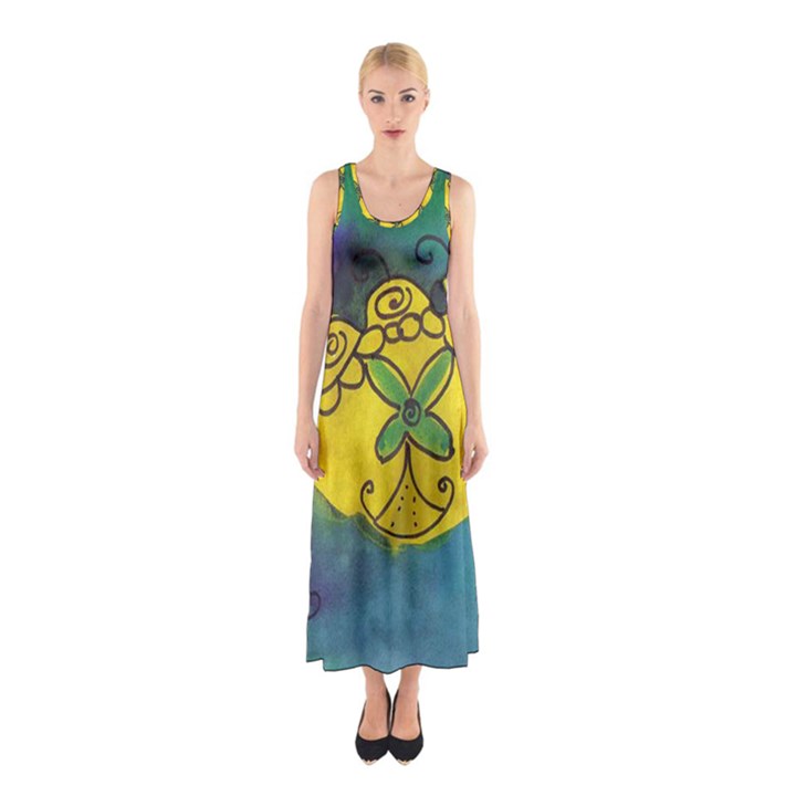 Cross Flowers Sleeveless Maxi Dress