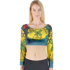 Cross Flowers Long Sleeve Crop Top by snowwhitegirl