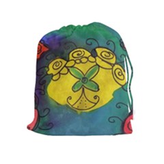 Cross Flowers Drawstring Pouches (extra Large) by snowwhitegirl