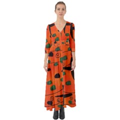 Egg Amongst Crosses Button Up Boho Maxi Dress