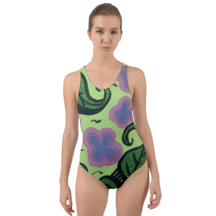 Leaves Cut-Out Back One Piece Swimsuit