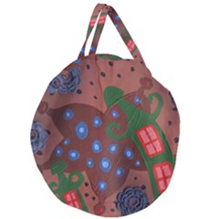 Slanted Green Houses Giant Round Zipper Tote