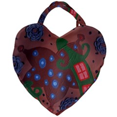 Slanted Green Houses Giant Heart Shaped Tote