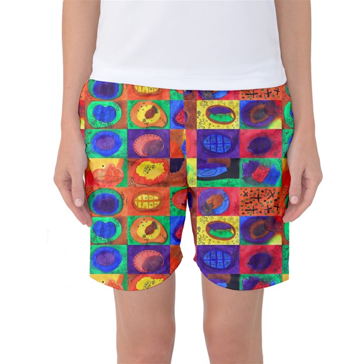 Water Color Eggs Tile Women s Basketball Shorts