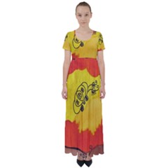 Carriage High Waist Short Sleeve Maxi Dress