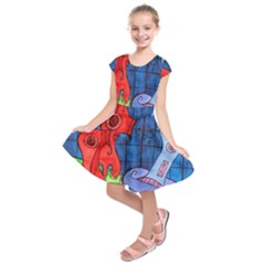 Hair Dryer Jelly Fish Kids  Short Sleeve Dress by snowwhitegirl