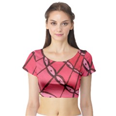 Red Fan Short Sleeve Crop Top