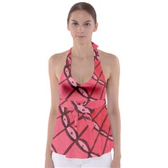 Red Fan Babydoll Tankini Top