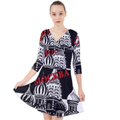 Moscow Quarter Sleeve Front Wrap Dress