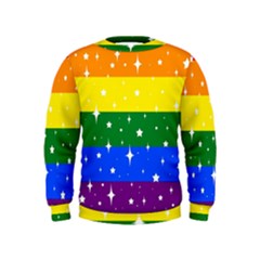 Sparkly Rainbow Flag Kids  Sweatshirt by Valentinaart