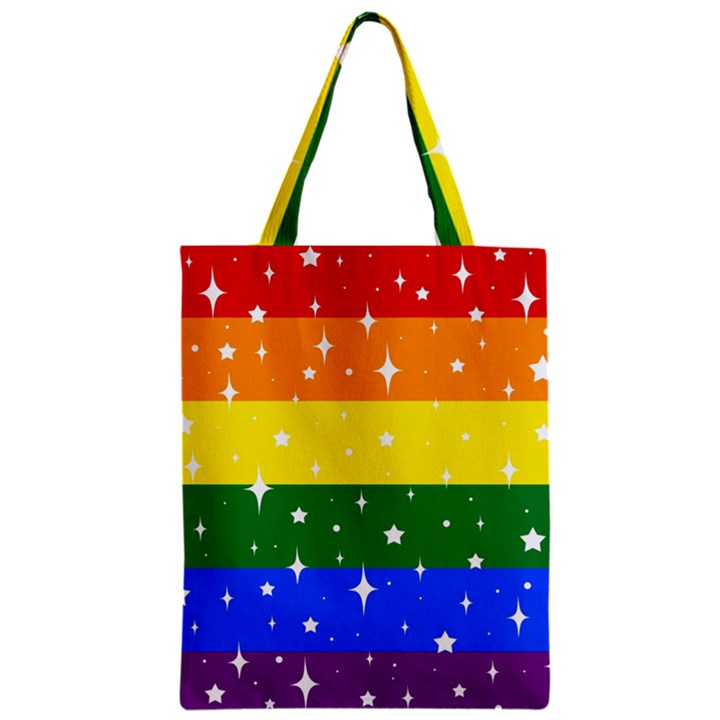 Sparkly Rainbow Flag Zipper Classic Tote Bag