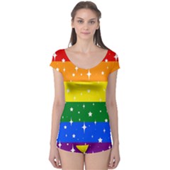 Sparkly Rainbow Flag Boyleg Leotard  by Valentinaart