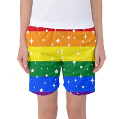 Sparkly Rainbow Flag Women s Basketball Shorts by Valentinaart