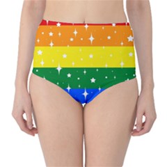 Sparkly Rainbow Flag High-waist Bikini Bottoms by Valentinaart