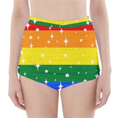 Sparkly Rainbow Flag High-waisted Bikini Bottoms by Valentinaart