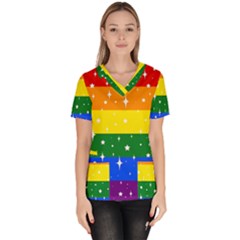 Sparkly Rainbow Flag Scrub Top by Valentinaart