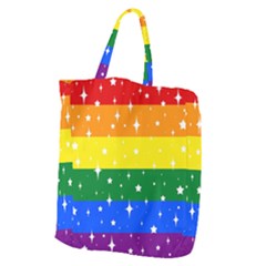 Sparkly Rainbow Flag Giant Grocery Zipper Tote