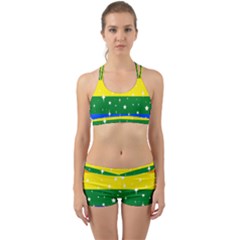 Sparkly Rainbow Flag Back Web Sports Bra Set