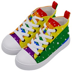 Sparkly Rainbow Flag Kid s Mid-top Canvas Sneakers