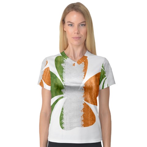 Irish Clover V-neck Sport Mesh Tee by Valentinaart