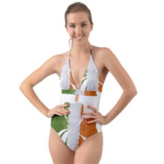 Irish Clover Halter Cut-out One Piece Swimsuit